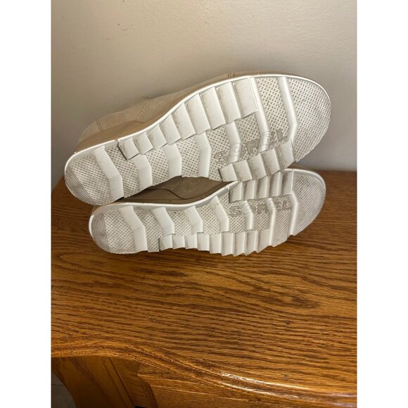 SOREL Evie Women's Nubuck Leather Pull On Taupe LT Brown Wedge Boots SZ 7 - Picture 3 of 3